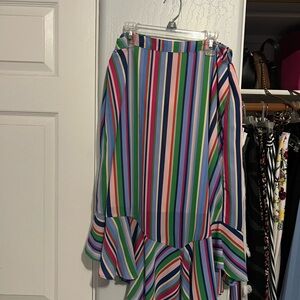 a new day Colorful Striped Midi Skirt